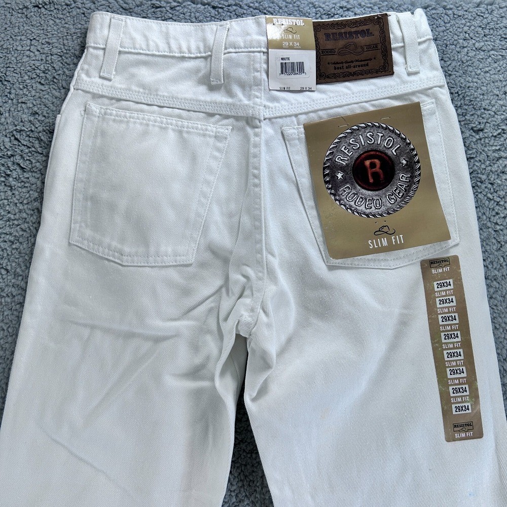 Resistol‎ Pants Men's 29Wx34L White Jeans Slim Fit Rodeo Gear Denim Cowboy